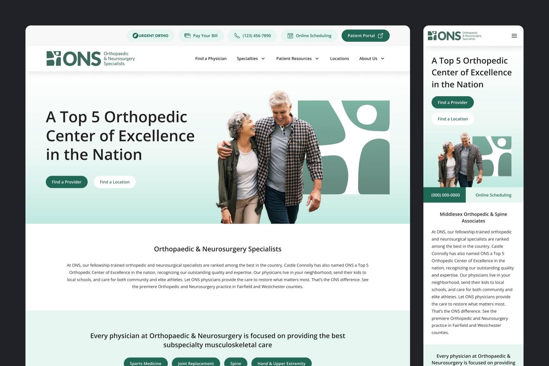 Orthopaedic & Neurosurgery Specialists homepage