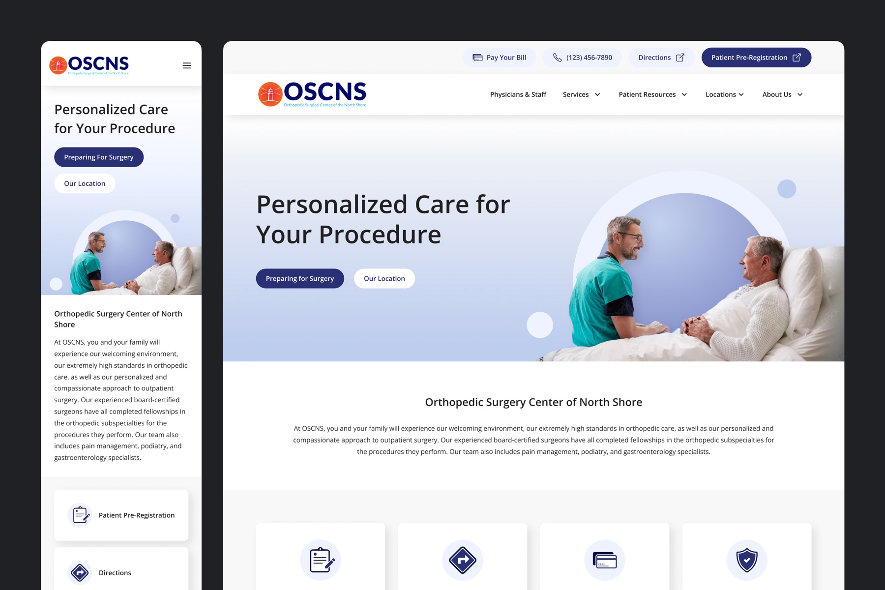 OSCNS Personalized Care page shown on desktop and mobile